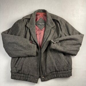 The American Male Vintage Grey 100% Pure Wool Bomber Jacket Mens 42 Repair